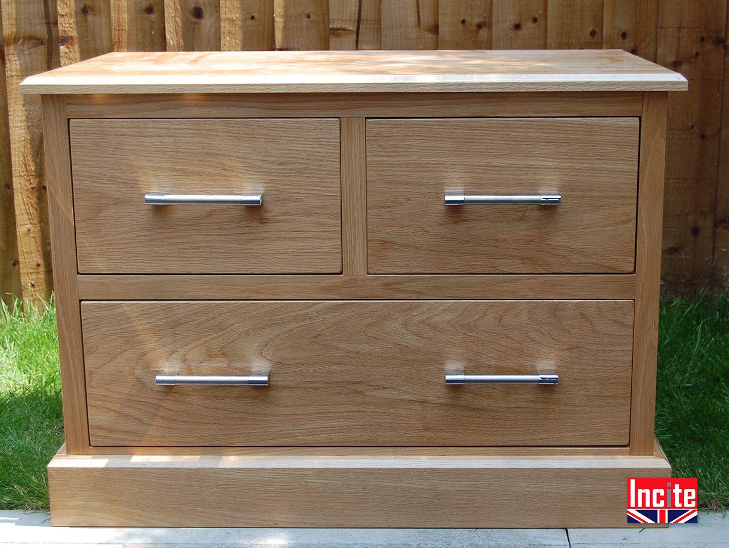 American oak bedside shop table